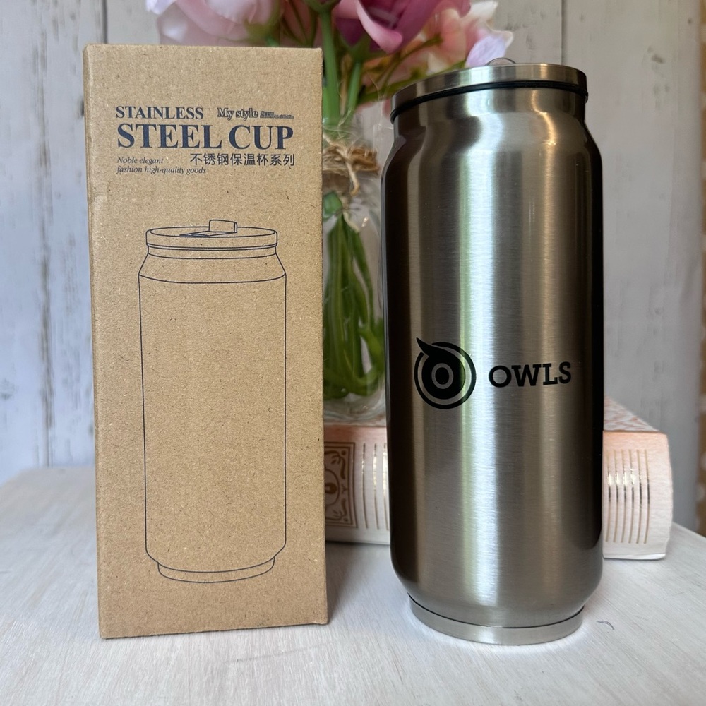 NWT Stainless Steel Cup 14oz With Lids + Flip Straw